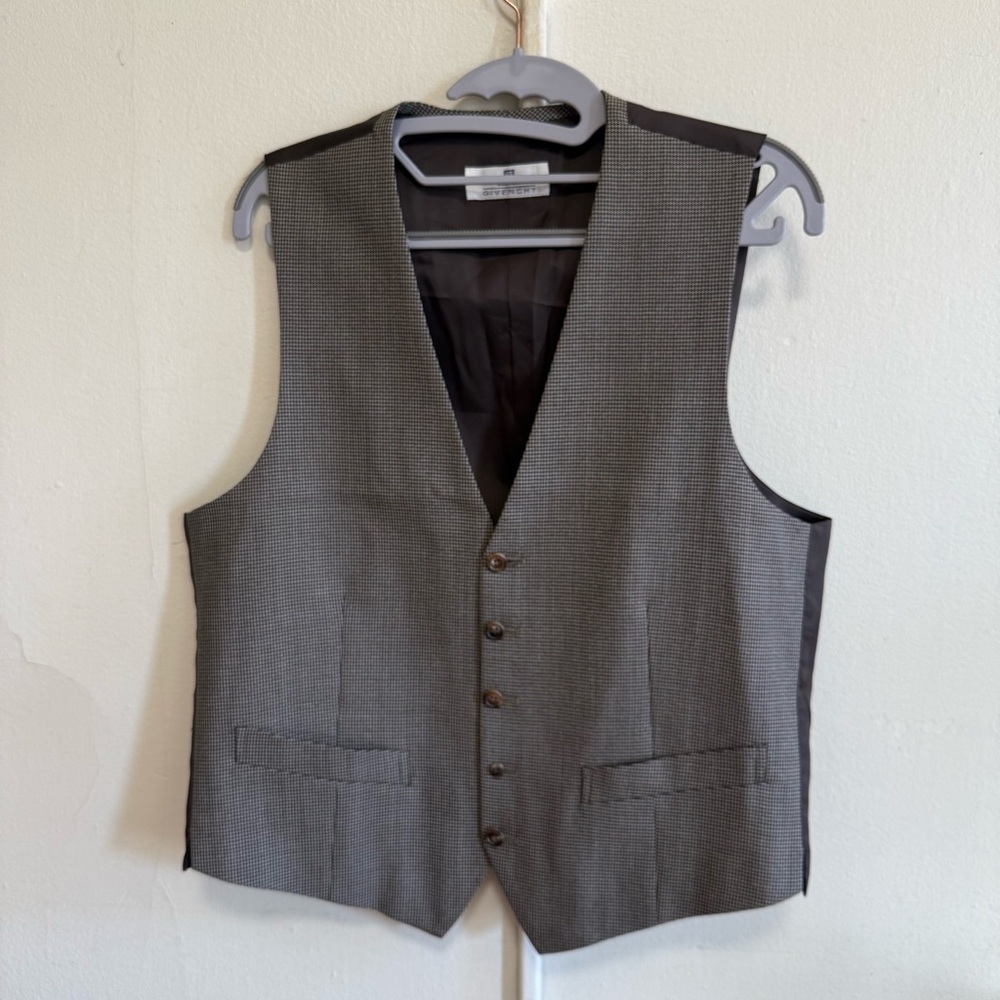 Givenchy Charcoal Gray Houndstooth Men's Vest